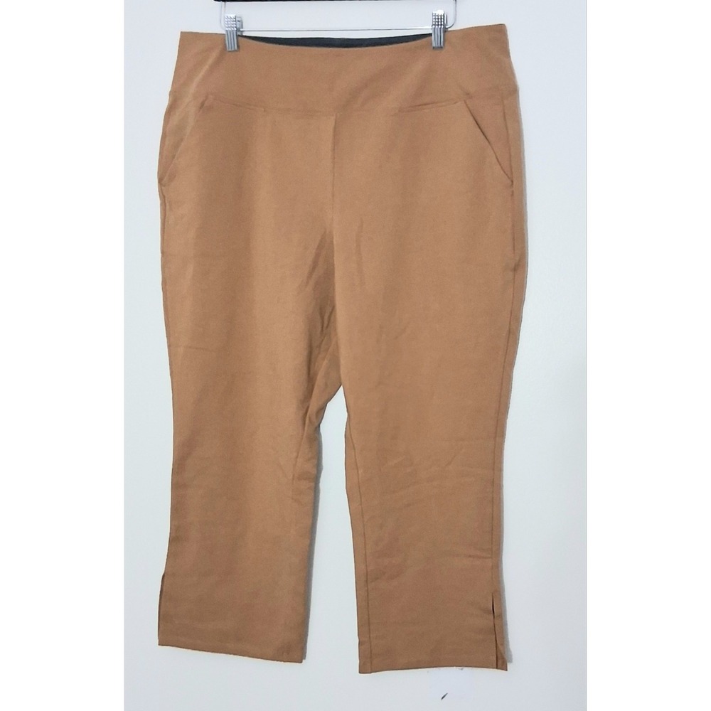 Women With Control Pants Women's XL Light Brown Pullon Knit Crop Tummy Control